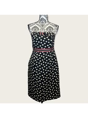 Anthropologie x Maeve Strapless Polka Dot Midi Sheath Dress sz 4